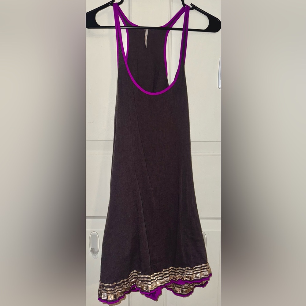 Free People Black Dress with gold and pink details
